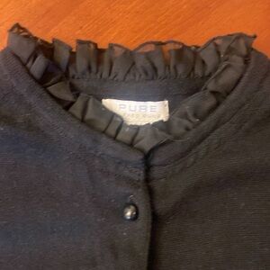 Vintage Pure Alfred Sung Medium Women’s Cardigan Black Cotton Ruffle